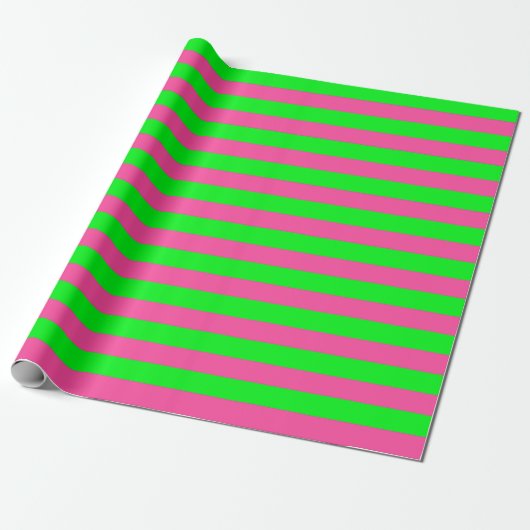 Roze en groene strepen ontwerp cadeaupapier (Uitgerold)