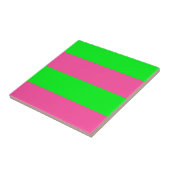 Roze en groene strepen ontwerp tegeltje (Zijkant)