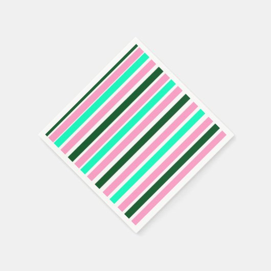 Roze en groene strepen servet (Hoek)