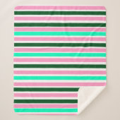 Roze en groene strepen sherpa deken (Voorkant)
