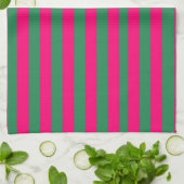Roze en groene strepen theedoek (Gevouwen)