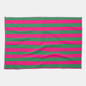 Roze en groene strepen theedoek (Horizontaal)