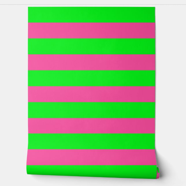 Roze en groene strepen Wall Decor Behang (Afrollen)