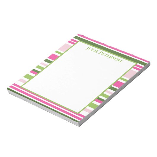 Roze en Groene Stripe Blocnote (Linkerzijde)
