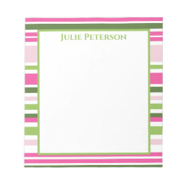 Roze en Groene Stripe Blocnote