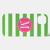 Roze en groene stripes op aangepast monogram Case-Mate iPhone case (Achterkant (horizontaal))