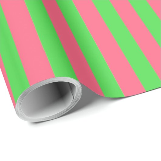 Roze en groene strips cadeaupapier (Rol Hoek)