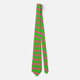 Roze en groene strips stropdas