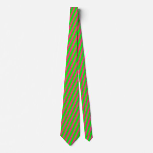 Roze en groene strips stropdas (Voorkant)