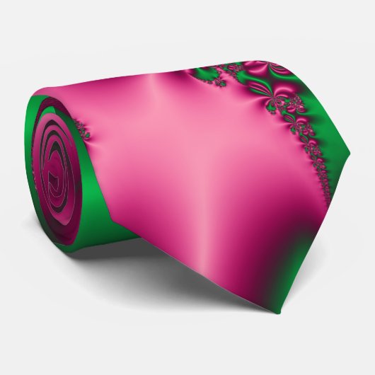 Roze en groene stroom stropdas (Opgerold)
