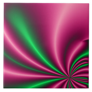 Roze en groene stroom tegeltje
