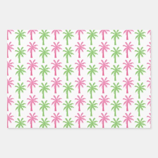 Roze en groene tandham en palmbomen Radeveltjes Inpakpapier Vel (Voorkant 2)