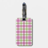 Roze en groene Tartan Bagagelabel (Achterkant verticaal)