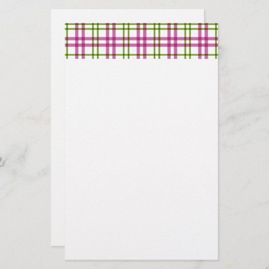 Roze en groene Tartan Briefpapier (Voorkant / Achterkant)