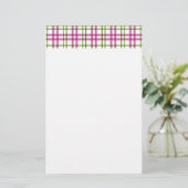 Roze en groene Tartan Briefpapier (Staand voorkant)