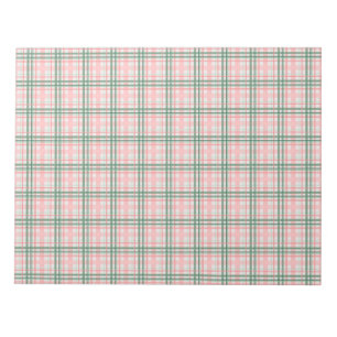 Roze en groene Tartan Feestdagen Kaart envelop lin Notitieblok