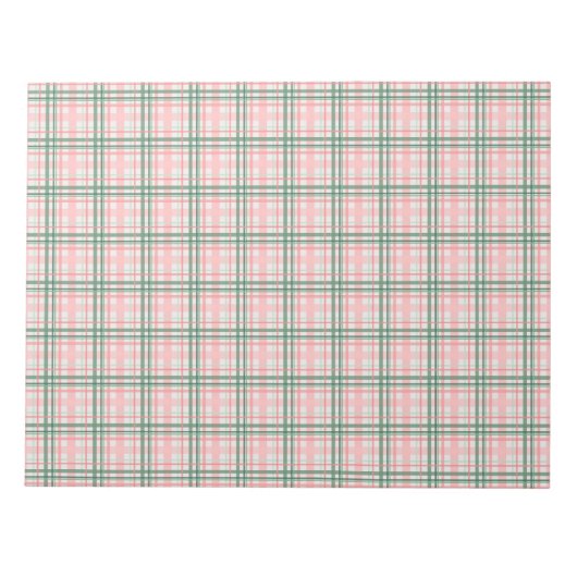 Roze en groene Tartan Feestdagen Kaart envelop lin Notitieblok (Voorkant)