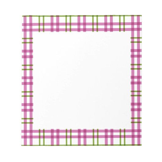 Roze en groene Tartan Notitieblok (Voorkant)
