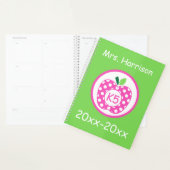 Roze en Groene Teacher's Apple Gepersonaliseerd Planner (Display)