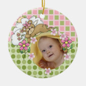 Roze en Groene Teddybeer Baby Ornament (Voorkant)