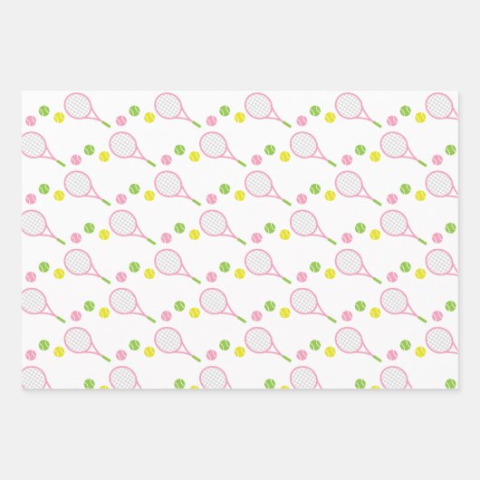Roze en groene tennis-schroot inpakpapier vel (Voorkant 2)