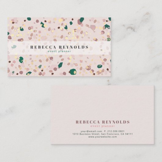 Roze en groene Terrazzo Pattern Modern Visitekaartje (Voorkant / Achterkant)