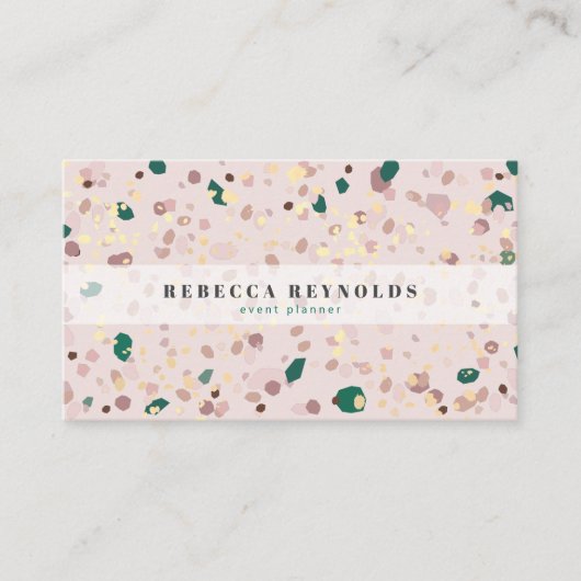 Roze en groene Terrazzo Pattern Modern Visitekaartje (Voorkant)