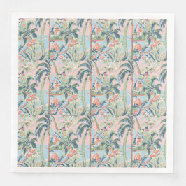 Roze en groene toile-papieren servetten, Tropica Servet