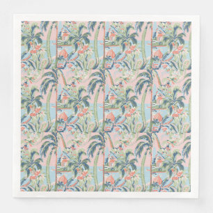 Roze en groene toile-papieren servetten, Tropica Servet