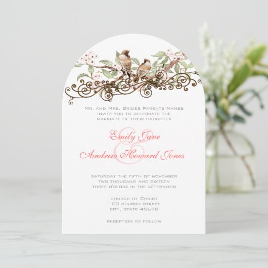 Roze en groene Tortelduifjes Weddenschap Kaart (Staand voorkant)