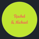 Roze en groene Trendy Wedding Ronde Sticker<br><div class="desc">Een roze en groene trendy trouwsticker,  dit is de perfecte aanvulling op je bruiloft.  Met een lichtgroene achtergrond met kromme roze tekst.  Ideaal voor een bruiloft of een envelopzegel.. voor je plezier.  

Wedding Sticker Design: Weddenschappen door Rhoadie</div>