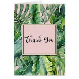 Roze en groene tropische bladeren Dank u