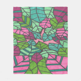Roze en groene tropische bladeren fleece deken