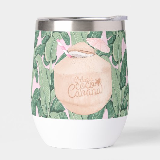 Roze en groene tropische bladeren | Kokosse Drink (Links)