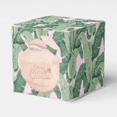 Roze en groene tropische bladeren | Kokosse Drink  Bedankdoosjes (Voorkant Zijde)