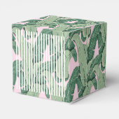 Roze en groene tropische bladeren | Kokosse Drink Bedankdoosjes (Achterkant)