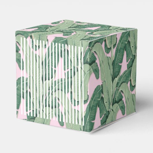 Roze en groene tropische bladeren | Kokosse Drink Bedankdoosjes (Achterkant)