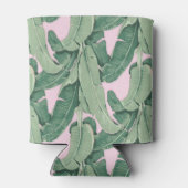 Roze en groene tropische bladeren | Kokosse Drink  Blikjeskoeler (Achterkant)