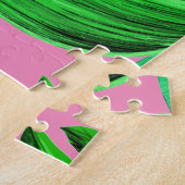 Roze en groene tropische bladeren legpuzzel (Zijkant)