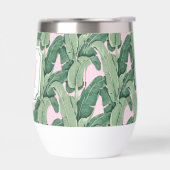 Roze en groene tropische bladeren | Monogram Caban (Links)