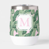 Roze en groene tropische bladeren | Monogram Caban (Voorkant)