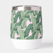 Roze en groene tropische bladeren | Monogram Caban (Achterkant)