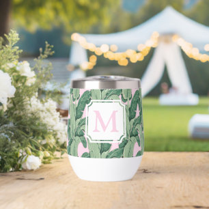 Roze en groene tropische bladeren   Monogram Caban