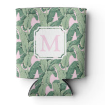 Roze en groene tropische bladeren | Monogram Caban