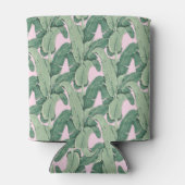 Roze en groene tropische bladeren | Monogram Caban Blikjeskoeler (Achterkant)