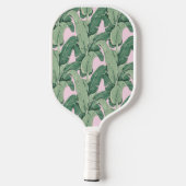 Roze en groene tropische bladeren | Monogram Caban Pickleball Paddle (Achterkant)