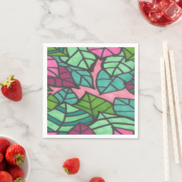 Roze en groene tropische bladeren servet