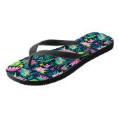 Roze en groene Tropische Bloemen & Leafs Patroon Teenslippers (Schuin)