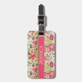 Roze en groene tropische Floral Bagagelabel (Voorkant verticaal)