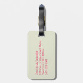 Roze en groene tropische Floral Bagagelabel (Achterkant verticaal)